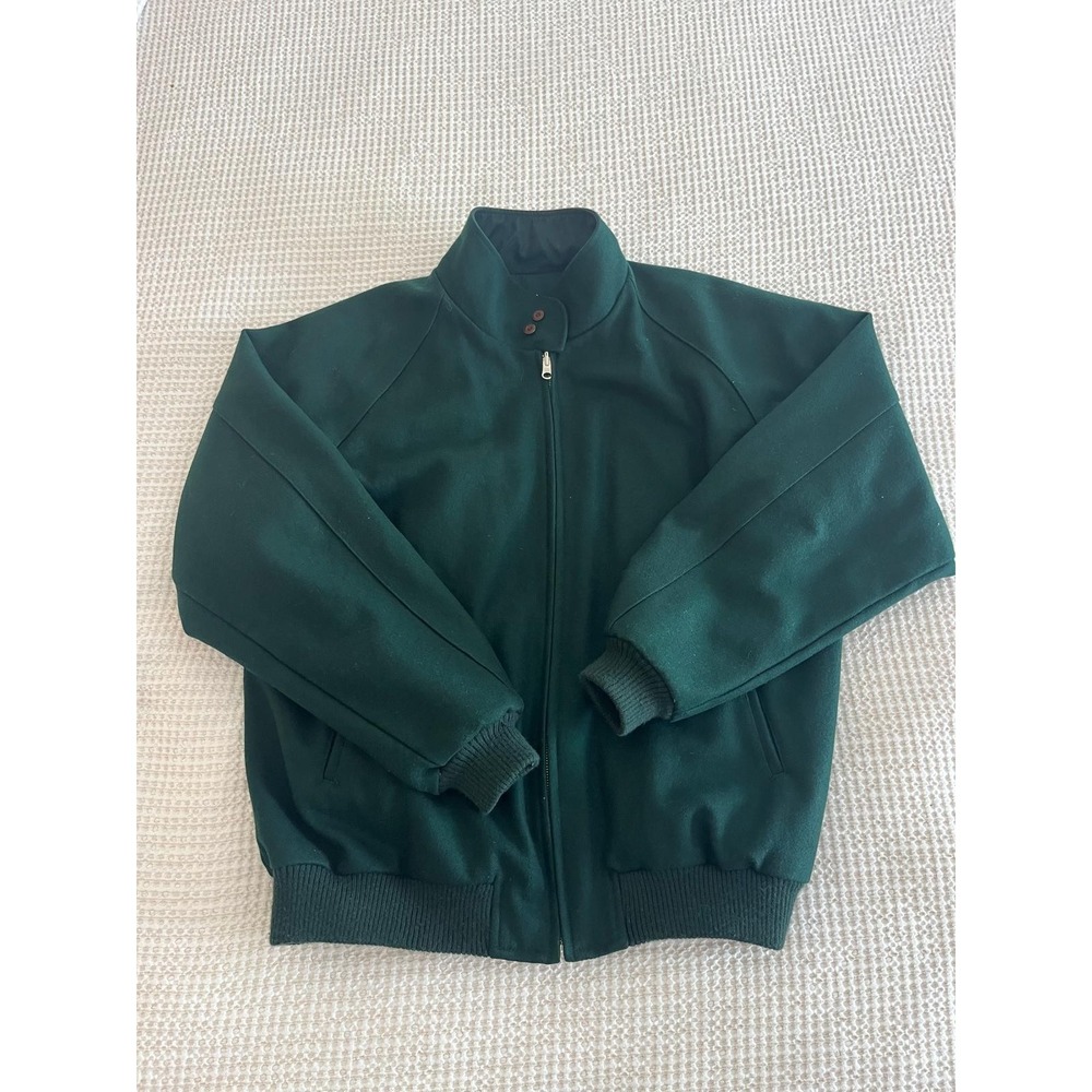 Vintage Melton Bomber Evergreen Expert Makers Wool Blend Green Coat Mens XL‎